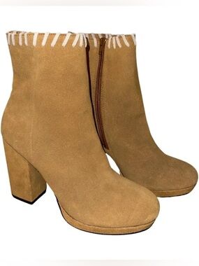 Urban Outfitters Brown Suede Block Heel Ankle Boots